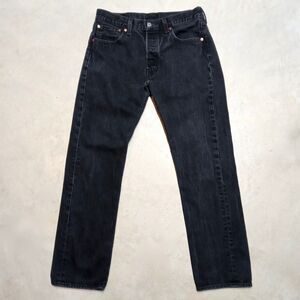 Levi's 501 Jeans Fits 30x30 Black Denim Straight Fit Classic Button Fly Casual